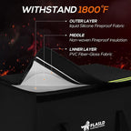 FLASLD Large Fireproof Document Bags, 24x12x12” Waterproof Storage Firesafe Bag, Fireproof Folder Safe Box for Cash, Valuables & Passport, Silicone Coating & Zipper Closure