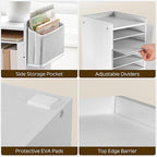 HOOBRO Adjustable Countertop Mail Sorter, 6 Tier Wooden Paper Organizer, Vertical Literature Organizer with Side Storage, Office Mailbox Cubbies, Classroom Mailbox, for Home, Office, White WT34WF01