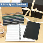GINMLYDA Small Spiral Notebook A5, 8Pack 120 Lined Pages 8.25x5.5 Inches Spiral Journal Kraft Cover Notebooks & Writing Pads for School Home Office Aesthetic Sketch Drawing Note