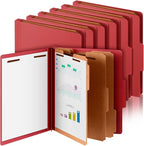 Skyygemm 12 Pcs Classification Folders Letter Size, 3 Divider Pressboard File Folder with Fasteners, Expanding File Organizer Bulk for School Teachers, Office Employee, Coworker, Staff (Red)