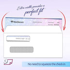 NextDayLabels #8 Double Window Check Envelopes - 100 Pack Ready-Seal Business Envelopes with Security Tint - Self-Sealing Envelopes with Window for Laser Printed Checks - Made in USA