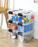 EOENVIVS Plastic Storage Bins 7 Quart-Storage Organizer Bins with Black Buckle Lids, Stackable Storage Bins with Lids for Home Office Kids Room Closet School Art Organization