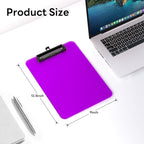 Zoenley A4 Plastic Clipboard Set of 12, Colorful 12.5 x 9 Letter Size for Classroom, Students, Teacher, Nurse, A4 Clear 8.5 x 11 Clip Board with Low Profile Black Clip, Office & School Supplies