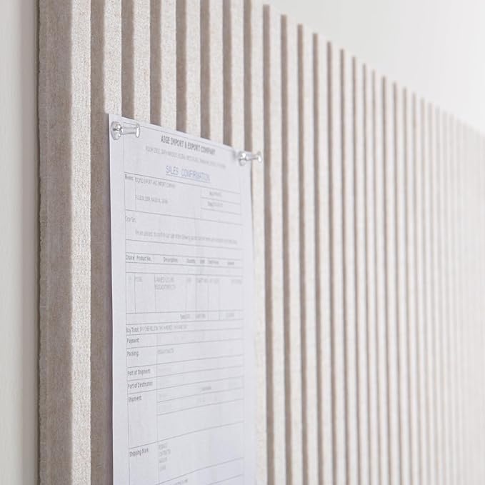 Lightomorrow Large Bulletin Board, 48 x 36 inches Felt Board Decorative Pin Board, 4' x 3' Cork Board Alternative for Wall, Foldable Photo Board with 20 Pushpins - Oatmeal Stripes