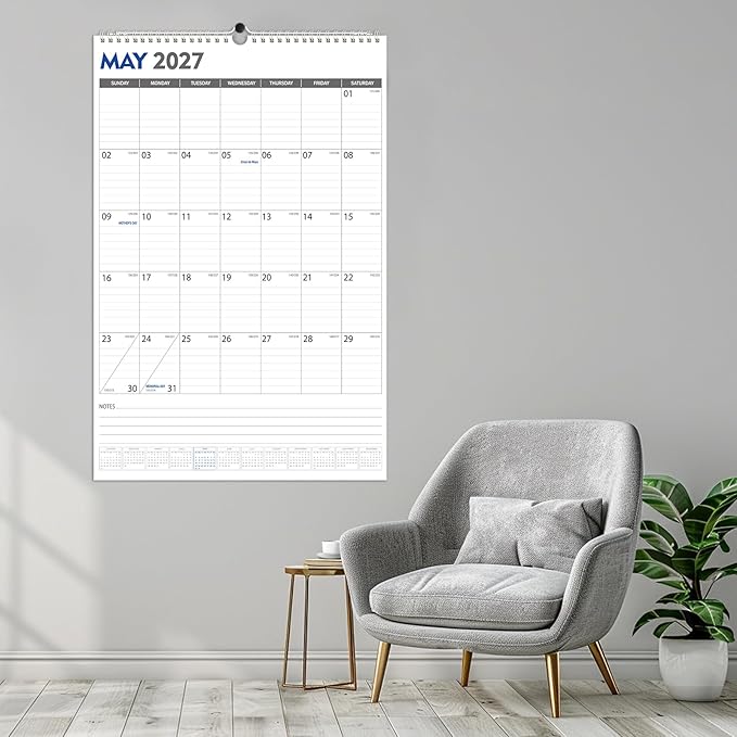 GuassLee Extra Large Wall Calendar 2026, 36"x 24" Jumbo Vertical Wall Planner 2026-2027 from January 2026 to June 2027,18 Months with Julian Dates and Notes for Office School Home Teacher Planning