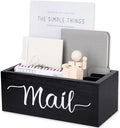 Lucundm Desk Mail Organizer, Mail Organizer Countertop with 3 Slots, Wood Desk Mail Storage Box, Envelop Holder for Home Office (Black-3 Slot)