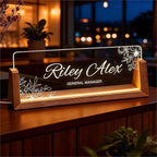 Personalized Office Name Plate for Desk, Custom Light Up Acrylic Desk Sign for Coworker Boss Teacher Gift, Employee Recognition Present