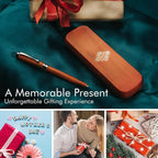 Wordsworth & Black Fountain Pen Set, Luxury Bamboo Wood - Medium Nib, Gift Case; Includes 6 Ink Cartridges, Ink Refill Converter -Journaling, Calligraphy; Drawing, Smooth Writing [Cherry Wood]