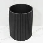 DoveeDosa Black Luxury Stone Bathroom Trash Can, Modern Bathroom Office Trash Can, Resin Wastebasket, Garbage Receptacle Bin for Bathrooms, Offices, Powder Rooms, Kitchens (Black)