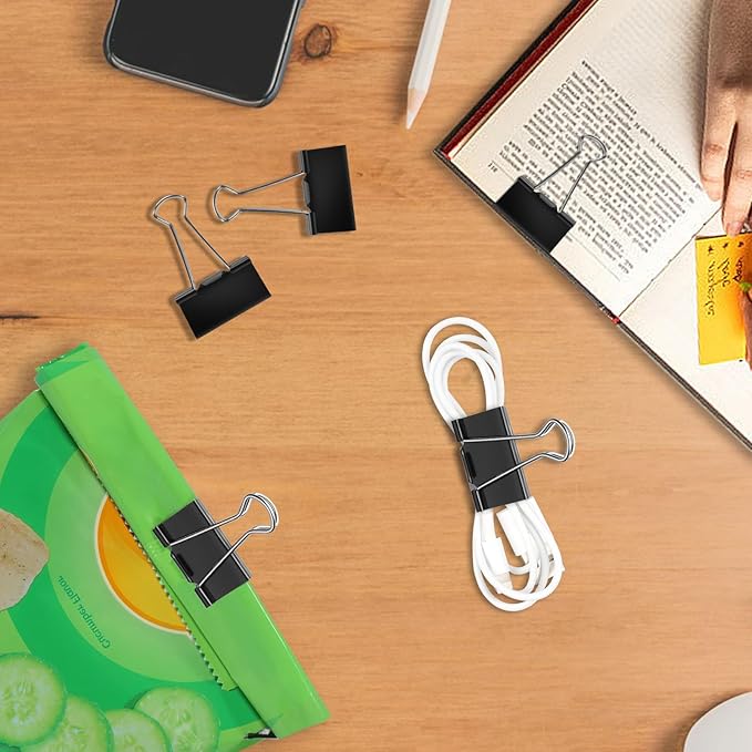 Ufmarine Medium Binder Clips 1.25 inch Length, (144 Pcs) Medium Paper Clips for Office