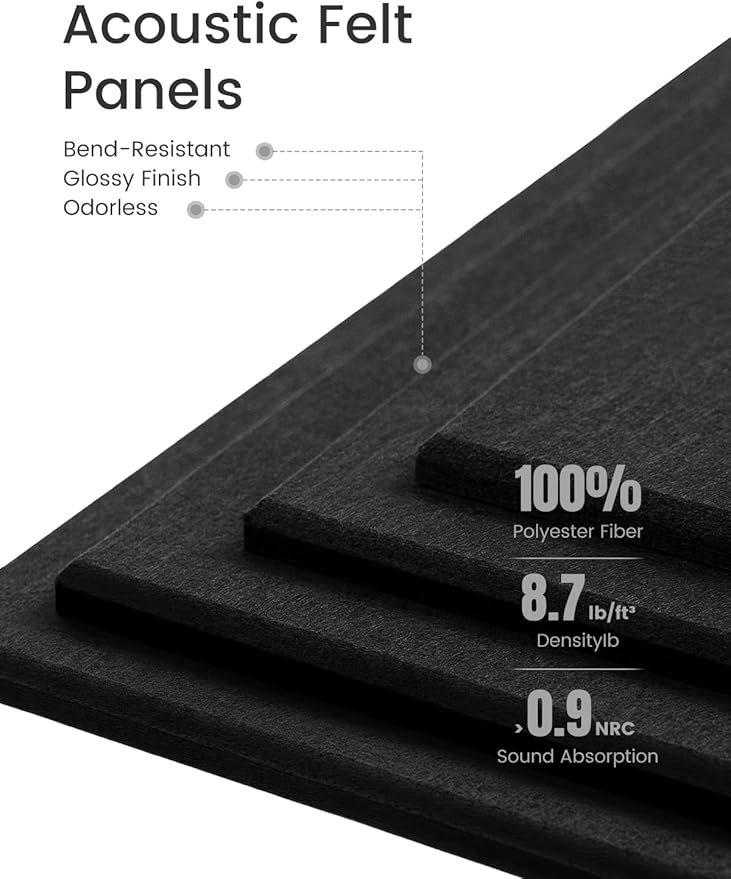 Fluxynara Felt Bulletin Board Tiles -28"x18" Cork Board Alternative for Office Decor, Push Pin Board Wall Organizer 6-Pack-Black