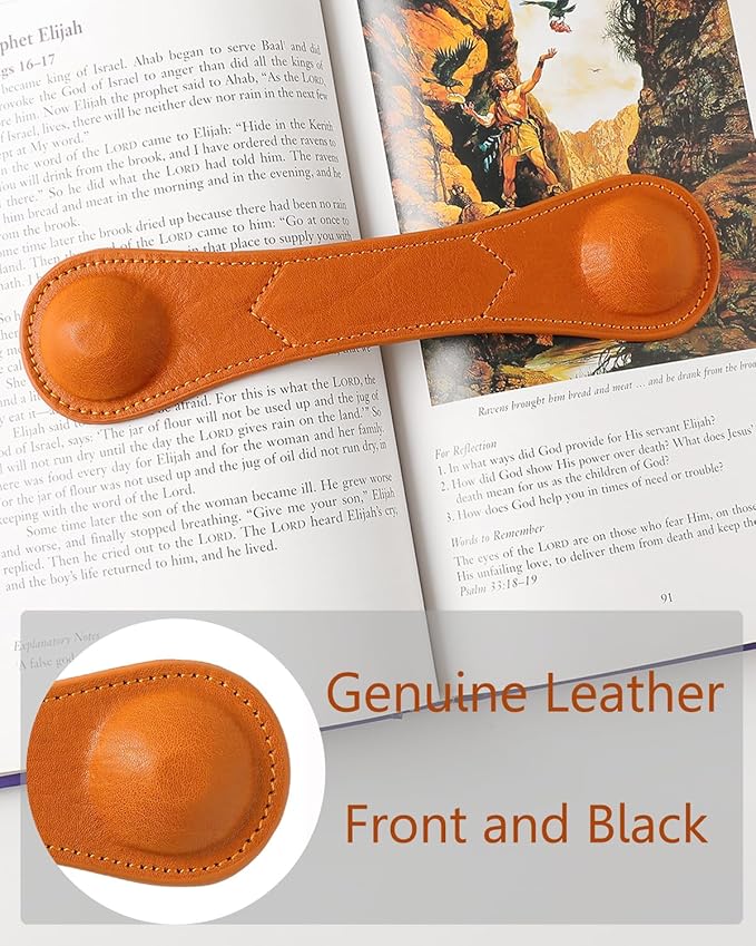 Weighted Bookmark - Leather Book Page Weight Book Weights Holder for Hands-Free Reading Paper Weights for Cookbooks Crafts Music Books (01Camel)