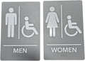 USA Made - Men's and Women's Restroom Signs ADA-Compliant Bathroom Door Signs for Offices, Businesses, and Restaurants, Black, Blue, Grey and Taupe/Tan Colors (Grey Handicap)