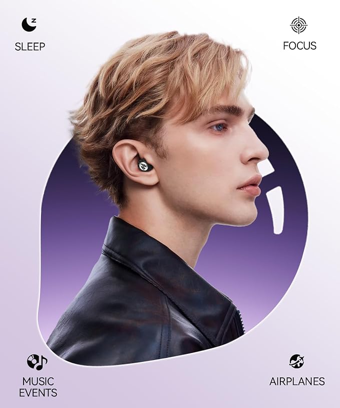 Ear Plugs for Sleeping 50dB Earplugs Noise Cancelling Ear Plugs for Noise Reduction Concerts Soft Reusable Silicone Earplugs for Snoring Side Sleepers Shooting Airplane with 7 Eartips Case Light Black