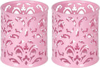EasyPAG Pink Pen Holder for Desk, 2 Pack Round Pen Organizer, Brush Holder for Vanity, Metal Pencil Cup Organizer for Home, Office, Classroom, School