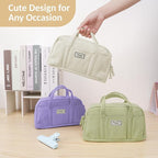 Sooez Large Pencil Case Pouch, Extra Big Pencil Bag with 5 Compartments, Pen Bag Wide Opening, Soft Corduroy Pencil Pouch Organizer with Zipper, Cute Aesthetic School Supplies for Girls-Light Blue