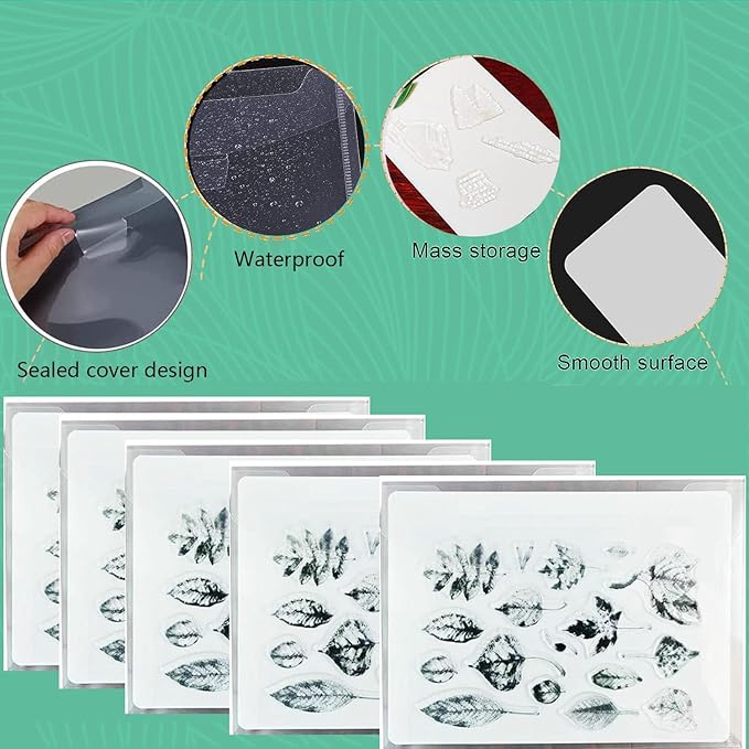BROTOSPAC 24 PCS Clear Stamps Storage Panels,Resealable Die Cut Storage Bag, White Plastic Stamps Organizer Panels, Clear Stamp Organizer Set for Die Cutting and Decorative (24)