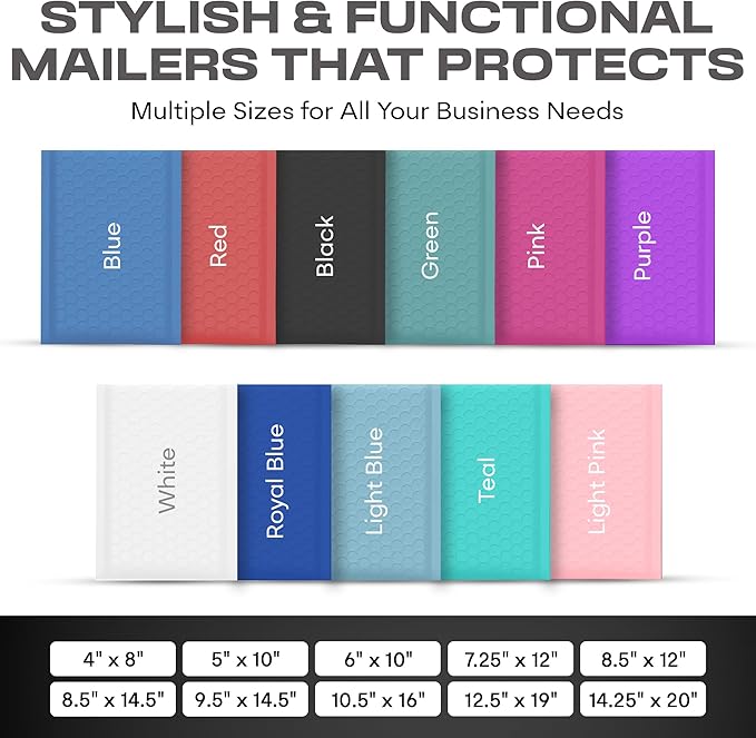 Black Large Poly Bubble Mailers 9.5x14.5 inch #4 | Self Seal Padded Envelopes Cushioned Bubble Mailer | Usable Size 9.5x13.5 | WaterProof | Lightweight mailing Shipping Bags | 100 Pack Bulk