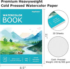 Hapikalor 8.5"x11" Watercolor Paper Pad, 1-Pack, 140lb/300gsm Artist Painting Drawing Paper Book, Art Supplies for Adults Kids, Watercolors, Watercolor Paint Set, Sketchbook, Journal, Teal