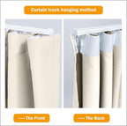 hoeflife Room Divider Curtains Blackout Floor to Ceiling Curtain with Hook Wall Mount Sliding Door Curtains Ceiling Mount Extra Wide Curtain Wall Divider for Room Separation (Beige, W180 x H84 Inch)