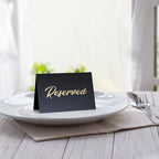 10 Pack Black Reserved Table Signs for Wedding 3x4 Cardstock Reserved Seating Signs for Weddings Restaurant - Double Sided Reserved Signs for Tables - Table Tent Reservation Cards With Gold Letters