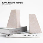 Faticdorr Marble Bookends for Shelves, 11LB Heavy Duty Marble Book Ends for Heavy Books, Stone Bookends Decorative, Polished, Beige Triangular, Set of 2