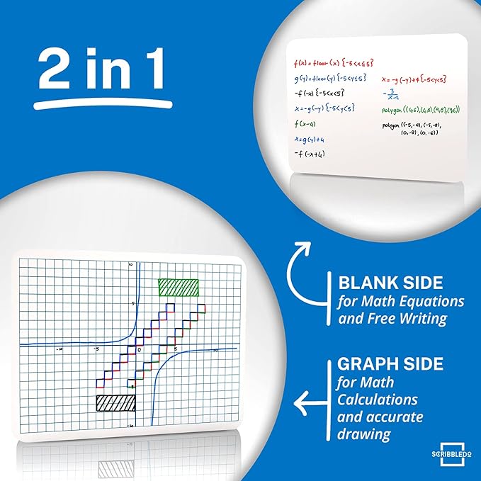 Dry Erase XY Axis Graph Lap Boards 9”X12” for Student and Classroom Use, Math whiteboards (Double Sided White Boards) Erasers Included (12 Pack Graph)