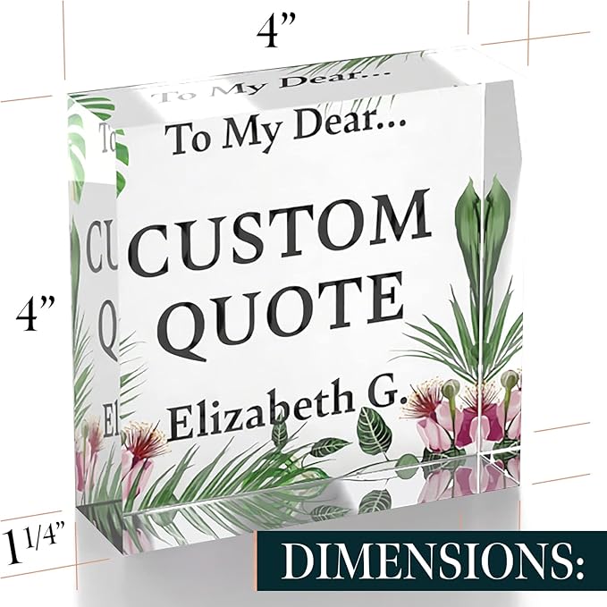 Personalized Gifts, Custom Quote Block Letter Board,Crystal-Clear Acrylic With Gift Box,17 Styles, Holiday and Christmas Gift for Mom, Dad, Girlfriend, Him or Her, Husband, Wife (4"x4, Garden)
