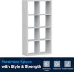 Jpiziso 8 Cube Storage Organizer, Cube Shelf with Heavy-Duty Thick Boards, 25.12" L x 9.37" W x 48.74" H, Smooth Easy-Clean Panels, Simple Assembly, for Living Room Bedroom Office, White