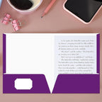 Jutom 50 Pcs 2 Pocket Glossy Paper Folders Glossy Paper Laminated Portfolios, Letter Size, Presentation Folders with Pockets for Office Teacher Worker Supplies(Purple Color)