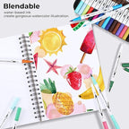 Ohuhu Markers for Adult Coloring Books No Bleeding 100 Colors Coloring Markers Water-based Dual Tips Fineliner & Brush Drawing Pens Art Pens for Kids Adults Sketch Journal - Maui - Black