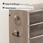 HOOBRO Wall File Organizer, Mail Organizer Wall Mounted, Wooden Mail Sorter, Construction Paper Holder with Drawer Storage and 2 Hooks, for Office, Classroom, Home, Greige BG14WF01