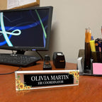 Signs ByLITA Floral Pattern Customized Nameplate | Harvest Sun Personalized Full Color Acrylic Desk Sign