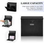 xydled Mail Boxes with Combination Lock,Locking Mailbox Wall Mounted,Security Metal Mailbox Drop Box, Modern Large Capacity,Steel Cover Metal Postbox for House Home Outside, Black, 14.2''x12.6''x4''
