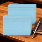 JINMIKEJI Blue Ruled Index Cards 5x7 Inch - 50 Pack Study Flash Cards for School, Office & Home Organization, Durable Note Cards with Lines