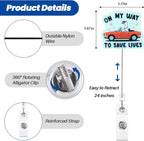 On My Way To Save Lives Funny Silly Goose Nurse Badge Reel, Cute Paramedic Retractable ID Card Badge Holder, Name Tag Badge Clip for RN ED/ER EMT CCM ICU NICU Nurse Nursing Student EMS Medical Workers