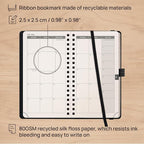 POPRUN 2026 Recycled Weekly Planner 12 Months Pocket Size (3.5'' x 6.5'') - Spiral Calendar Weekly and Monthly for Purse, with Italian Regenrated Leather, Pen Holder - Desert Brown