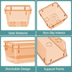 WOWBOX 25 PCS Plastic Drawer Organizer Set, 4 Sizes Desk Drawer Divider Organizers and Storage Bins for Makeup, Jewelry, Gadgets for Kitchen, Bedroom, Bathroom, Office, Clear Orange