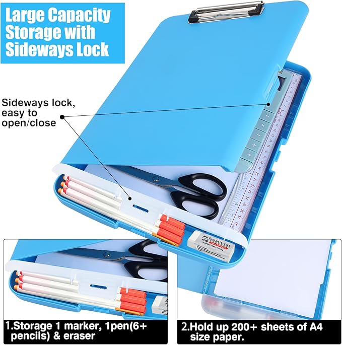 Blue Clipboard with Storage,TFDLCG zm Clip Boards 8.5x11 with Pen Holder,Nursing Clipboards Case Heavy Duty,A4 Letter Size Contractor Clipboard for Office, School and Home