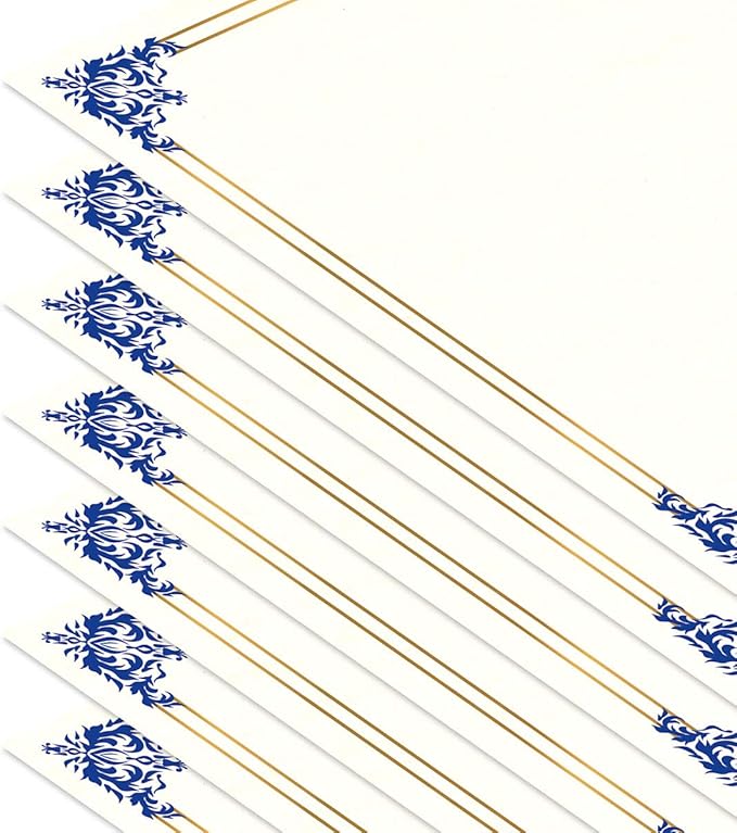 Empire Blue, Gold & White Parchment Certificate Papers - Pack of 100, Laser & Inkjet Printer Compatible, for Office, Business Awards, Graduation, School Diplomas, 8-1/2" x 11" on 60 lb. Text Stock