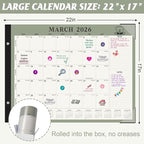 Gannyfer Desk Calendar 2026, Large 2026 Desk Calendar 22" x 17", Now - Dec 2026, 18 Monthly Academic Desktop Calendar with To-Do List and Notes, Plastic Cover, Thick Paper, 2026 Calendar for Planning and Organizing(6 Stickers)