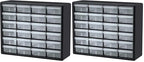 Akro-Mils 24-Drawer Plastic Storage Cabinet | 20" W x 6" D x 16" H | Black | Model 10124 | Garage Organization