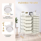LDAILY 15 Drawer Rolling Storage Cart, Rolling Cart with Drawers for Classroom, Art Supply Craft Organizer on Wheel with Metal Frame & Handles for Home Office School