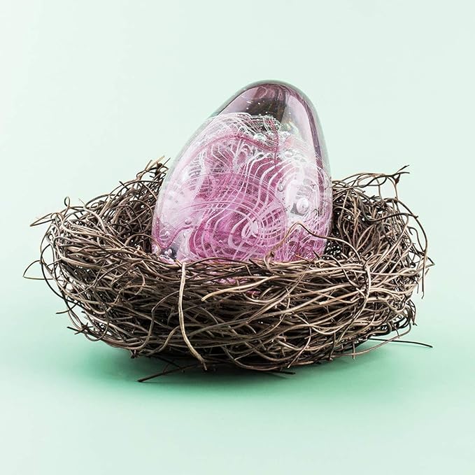 QFkris Crystal Blessings Paperweight Easter Eggs 3.4" Blown Glass Art Figurine Collectibles Desk Decor (Pink)