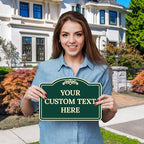 Custom Decorative Sign, Personalized Metal Sign for Business, Driveway, Home, Airbnb, Office Door Plaque, Green Background Sign 7x10 Inches, ACM, Fade Resistant, Made in USA by Sigo Signs