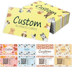 Custom Business Cards - Customizable Logo/Text/QR Code, 300gsm Matte Paper Front & Back Sides Printed, for Pet Shop, Dogs, Cats