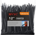 MVYC 1000PCS Zip Ties 12 Inch Heavy Duty 50lbs UV Resistant Zip Black Cable Straps Self-locking Wire Ties for Electrical Management Indoor & Outdoor Use