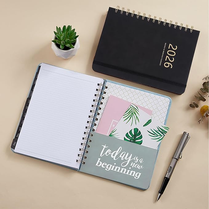 2026 Planner - Weekly and Monthly Planner 2026, Jan 2026 - Dec 2026, 6.4" x 8.5", Daily Planner Calendar Planner with Monthly Tabs, Elastic Closure, Pocket, Notes, Faux Leather Cover Yearly Agenda(Black)