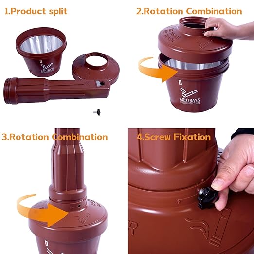 OranclUS Weatherproof Outdoor Standing Disposal Bin with Lid – Durable All-Weather Waste Receptacle for Yard, Porch, Deck, Terrace, Entrance (Coffee, 30in-4Pack)