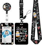 ID Badge Holder with Breakaway Lanyard, Nurse Lanyards for ID Badges Name Tags ID Card Holder, Cute Badge Reel Badge Clip Retractable, Pharmacy Technician Pharmacist Design